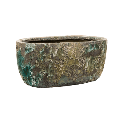 Кашпо керамическое Baq Lava Oval relic jade (glazed inside)