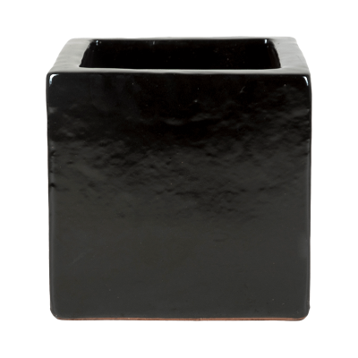 Кашпо керамическое Plain Cube Black Shiny