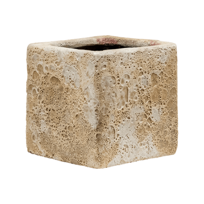 Кашпо керамическое Baq Lava Cube relic beige (glazed inside)