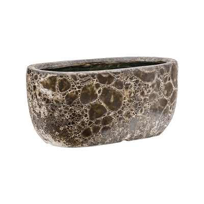 Кашпо керамическое Baq Lava Oval relic black (glazed inside)