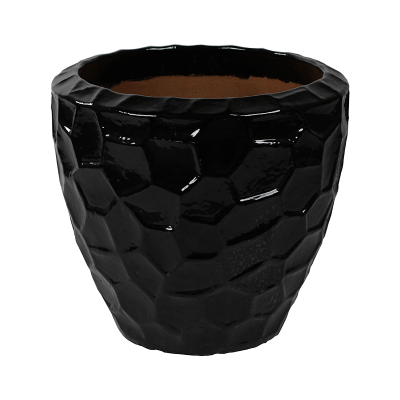 Кашпо керамическое Cascara Couple Relief Black Shiny