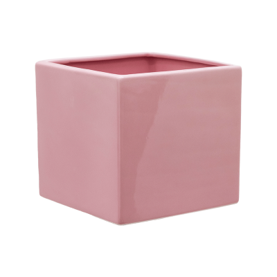 Кашпо керамическое Basic Square Shiny Pink