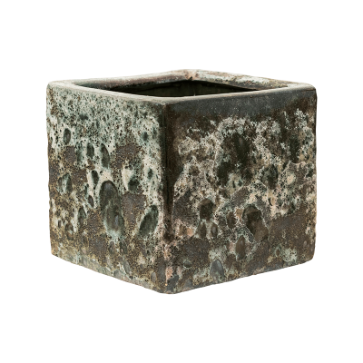 Кашпо керамическое Baq Lava Cube relic jade (glazed inside)