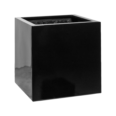 Кашпо Glossy black block M