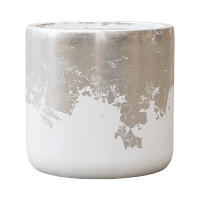 Кашпо Luxe Lite Glossy Cylinder white-silver