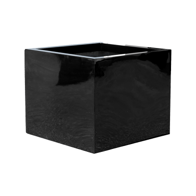 Кашпо Fiberstone Glossy black block XL