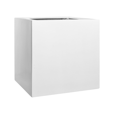 Кашпо Fiberstone Glossy white block XL