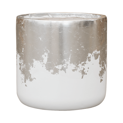 Кашпо Luxe Lite Glossy Cylinder white-silver