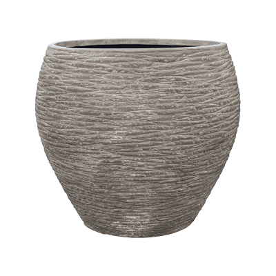 Кашпо Polystone Coated Ribbed Balloon Raw Grey