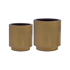 Capi Nature Groove Vase Cylinder Black Gold (set of 2)