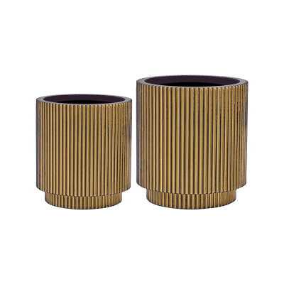 Кашпо Capi Nature Groove Vase Cylinder Black Gold (set of 2)