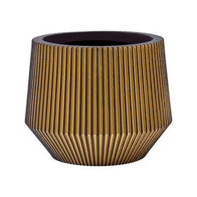 Кашпо Capi Nature Groove Vase Cylinder Geo Black Gold