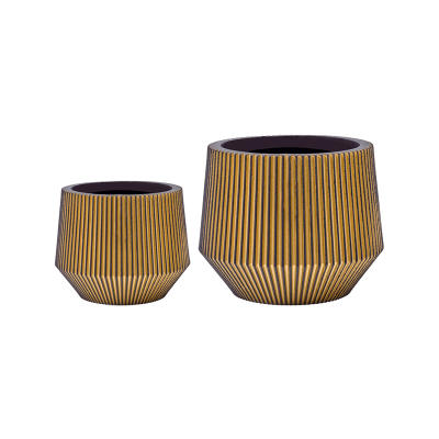 Кашпо Capi Nature Groove Vase Cylinder Geo Black Gold (set of 2)