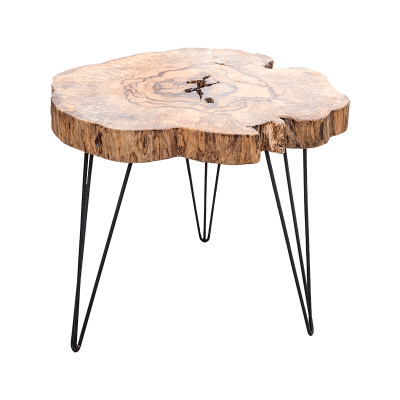 Meubilair Coffee table tamarind wood, iron legs (dia 100-110 cm)