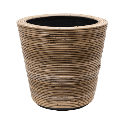 Кашпо Drypot Rattan Stripe Round, grey
