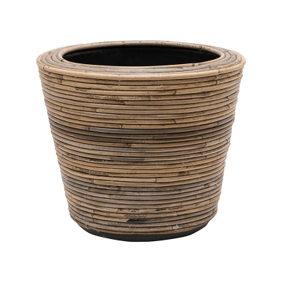 Кашпо Drypot Rattan Stripe Round grey