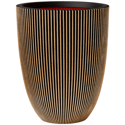 Кашпо пластиковое Capi Nature Groove NL Vase Elegant Low Black Gold