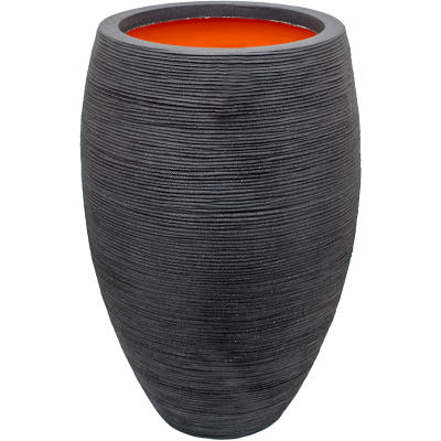 Кашпо пластиковое Capi Nature Rib NL Vase Elegant Deluxe Black