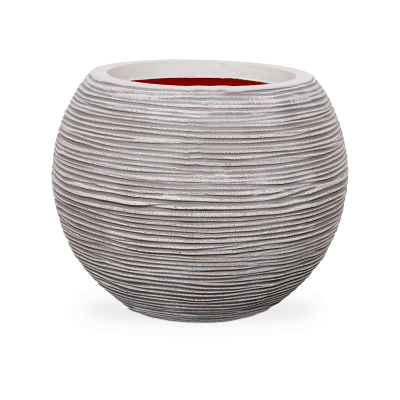 Кашпо пластиковое Capi Nature Rib NL Vase Ball Ivory