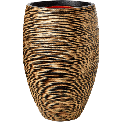 Кашпо пластиковое Capi Nature Rib NL Vase Elegant Deluxe Black Gold