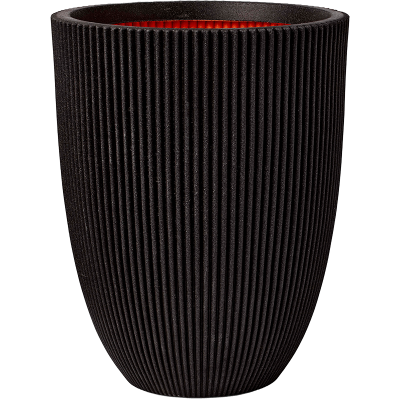 Кашпо пластиковое Capi Nature Groove NL Vase Elegant Low Black