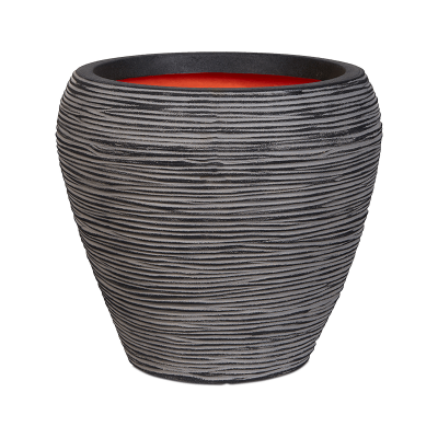 Кашпо пластиковое Capi Nature Rib NL Vase Taper Round Anthracite