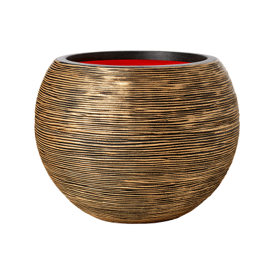 Кашпо пластиковое Capi Nature Rib NL Vase Ball Black Gold
