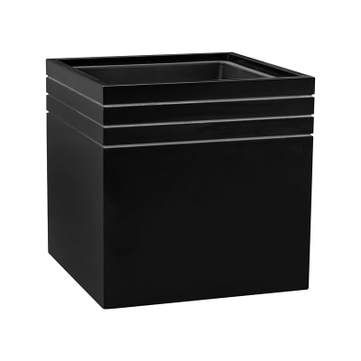 Кашпо пластиковое Line-Up Cube Matt Black (with liner)