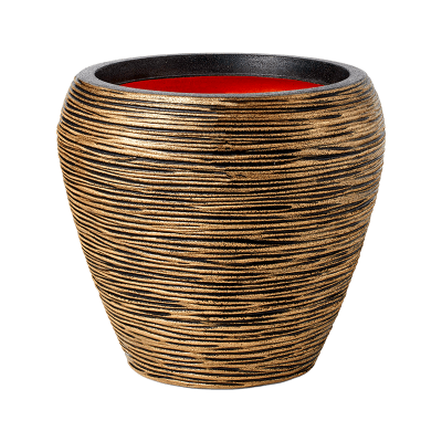 Кашпо пластиковое Capi Nature Rib NL Vase Taper Round Black Gold