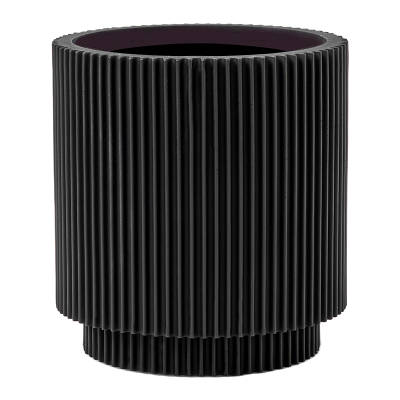 Кашпо пластиковое Capi Nature Groove Vase Cylinder Intense Black