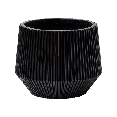 Кашпо пластиковое Capi Nature Groove Vase Cylinder Geo Intense Black