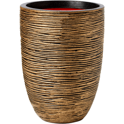 Кашпо пластиковое Capi Nature Rib NL Vase Elegant Low Black Gold
