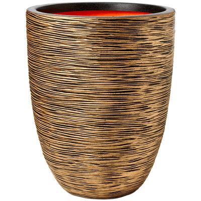 Кашпо пластиковое Capi Nature Rib NL Vase Elegant Low Black Gold