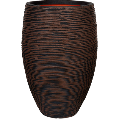 Кашпо пластиковое Capi Nature Rib NL Vase Elegant Deluxe Dark Brown