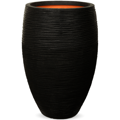 Кашпо пластиковое Capi Nature Rib NL Vase Elegant Deluxe Black