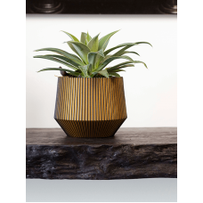 Capi Nature Groove Vase Cylinder Geo Black Gold