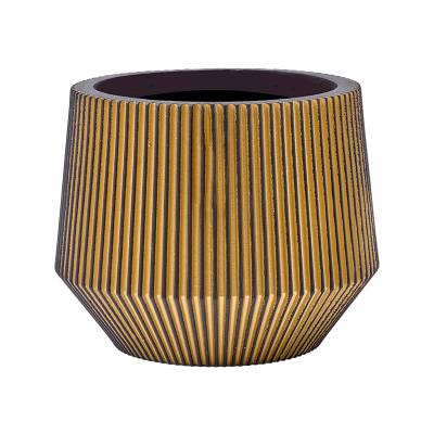 Кашпо пластиковое Capi Nature Groove Vase Cylinder Geo Black Gold