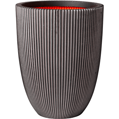 Кашпо пластиковое Capi Nature Groove NL Vase Elegant Low Anthracite