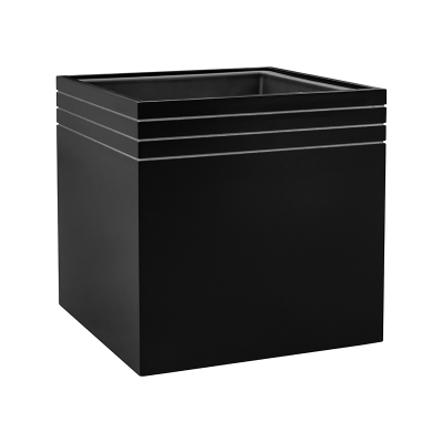 Кашпо пластиковое Line-Up Cube Matt Black (with liner and wheelplate)